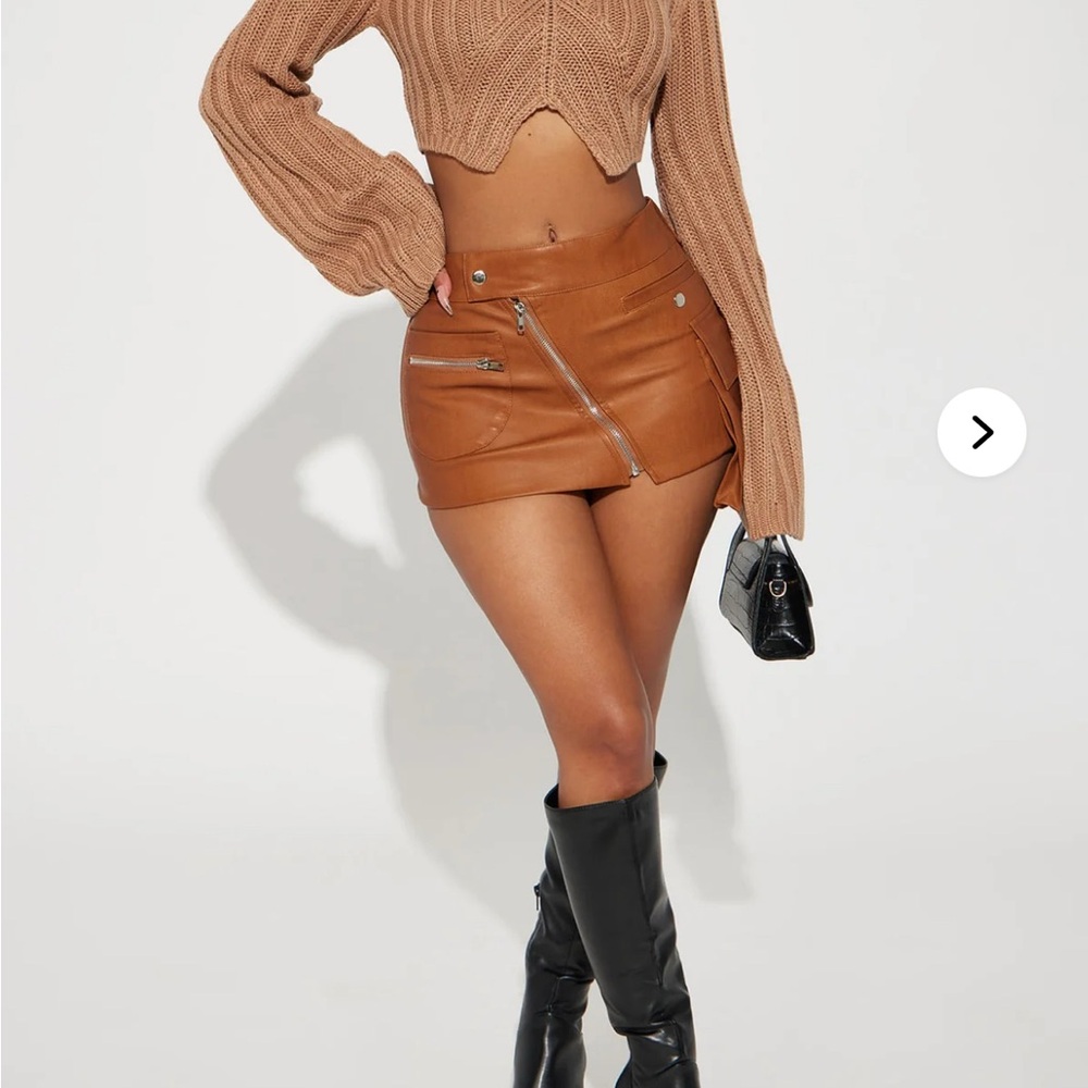 Reel It In Micro Mini Skirt - Chestnut